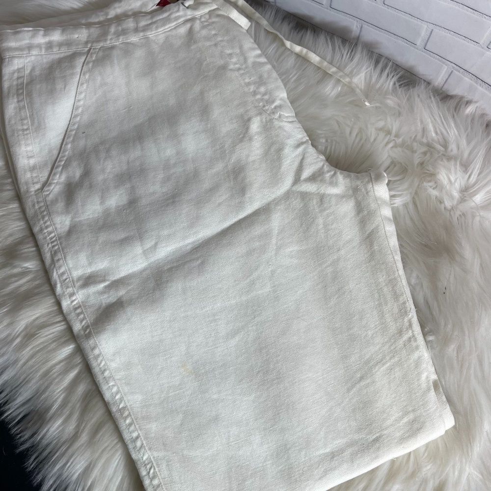 Sundance Winter White Linen Drawstring Pant Sz 10